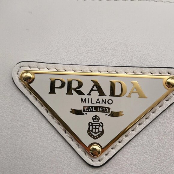 PRADA Tote Bag Leather White 1BG483 - Picture 9 of 14